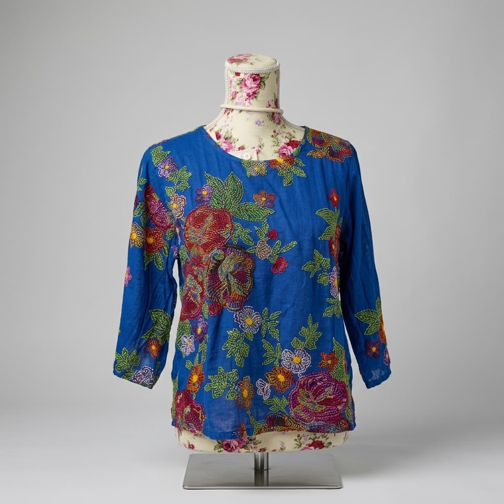 Blusa bordada em chita que você vai fazer no workshop